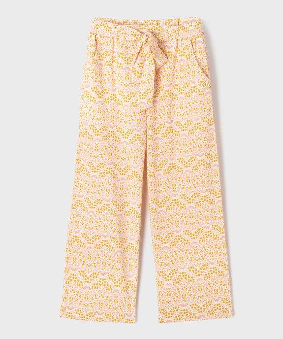 Pantalon large en toile fleurie légère à taille élastique fille - LuluCastagnette vue1 - LULU CASTAGNETTE GEMO FOR GOOD - GEMO