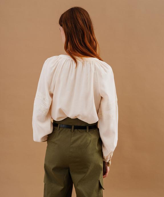 Blouse manches longues bohème à dentelle femme vue4 - GEMO(FEMME PAP) - GEMO