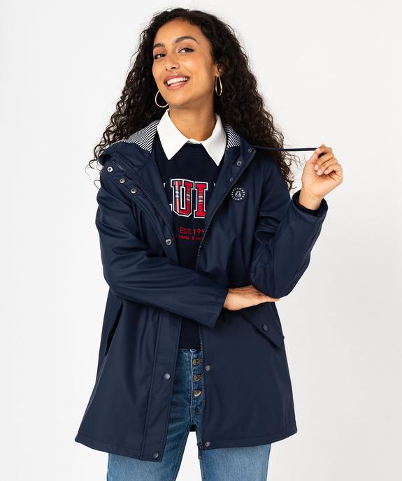 Imperméable déperlant à capuche rayée femme - LuluCastagnette vue1 - LULUCASTAGNETTE - GEMO