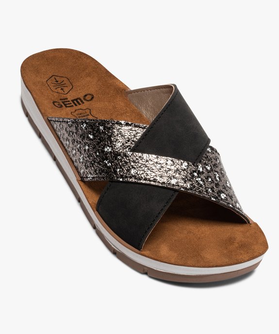 Mules femme confort à larges brides croisées vue5 - GEMO (CONFORT) - GEMO