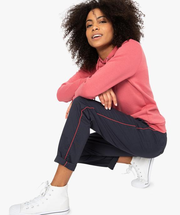 Pantalon femme en toile avec liseré coloré sur le côté vue1 - GEMO(FEMME PAP) - GEMO