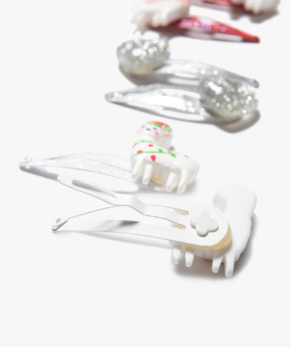 Pinces à cheveux fille spécial Noël à paillettes (lot de 6) vue2 - GEMO (ACCESS) - GEMO