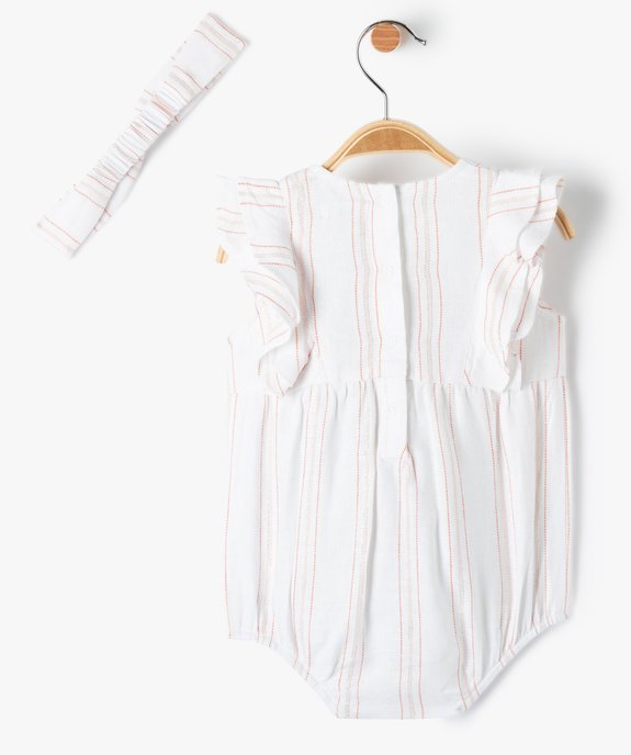 Ensemble bébé fille 2 pièces : combishort et bandeau à cheveux rayés vue3 - GEMO 4G BEBE - GEMO