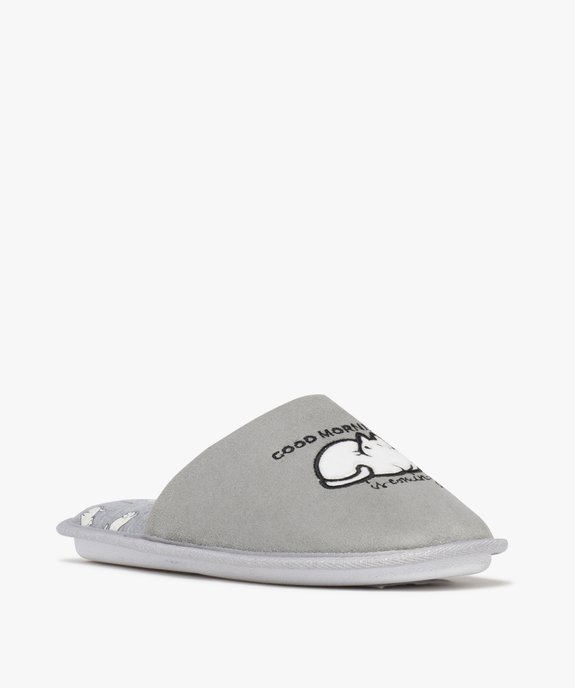Chaussons mules avec motif chat femme  vue2 - GEMO 4G FEMME - GEMO