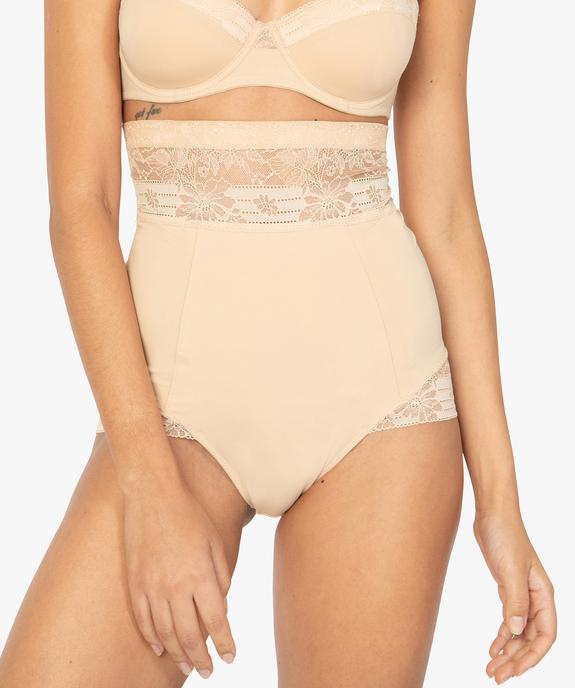 Culotte femme gainante taille très haute en microfibre et dentelle vue1 - GEMO(HOMWR FEM) - GEMO