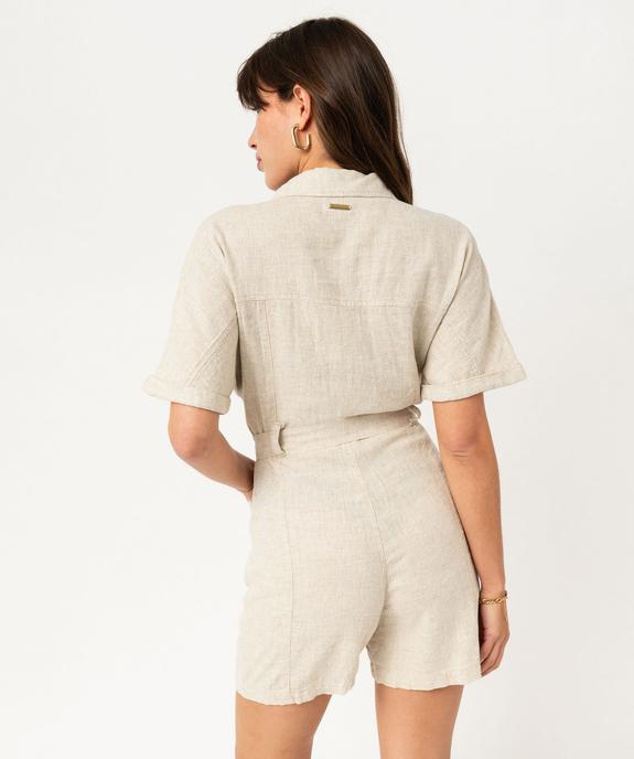 Combishort en lin look saharienne femme - LuluCastagnette vue4 - LULUCASTAGNETTE - GEMO