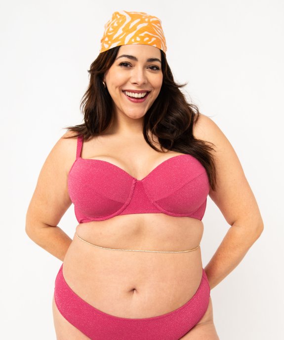 Haut de maillot de bain emboitant en maille gaufrée femme grande taille vue1 - GEMO 4G FEMME - GEMO