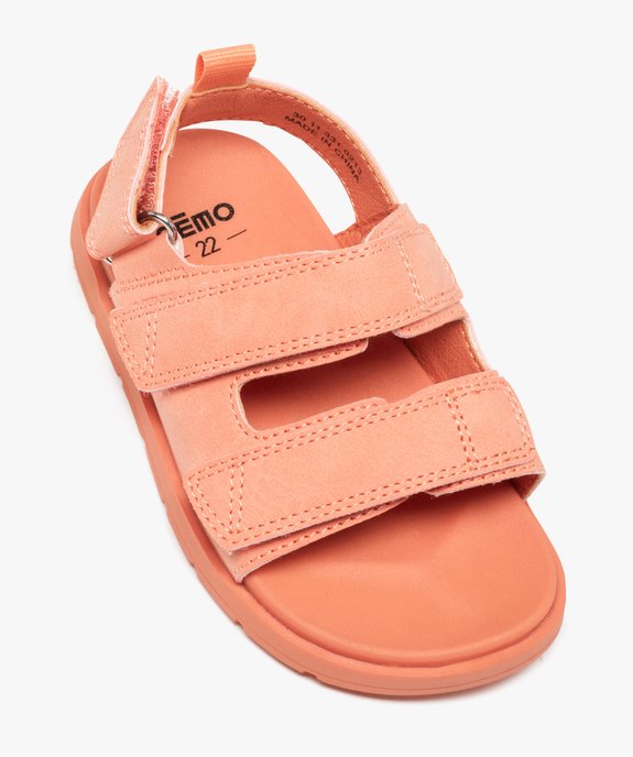 Sandales bébé fille unies avec brides scratch en suédine vue5 - GEMO(BEBE DEBT) - GEMO