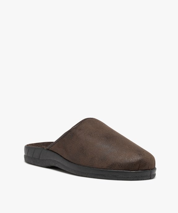 Chaussons homme mules confort avec dessus uni aspect vieilli vue2 - GEMO(HOMWR HOM) - GEMO