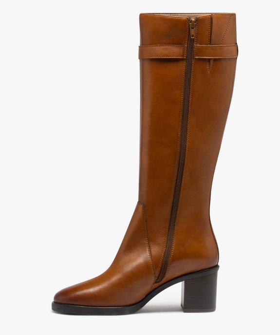 Bottes femme cavalières à talon avec dessus en cuir uni - Taneo vue4 - TANEO - GEMO