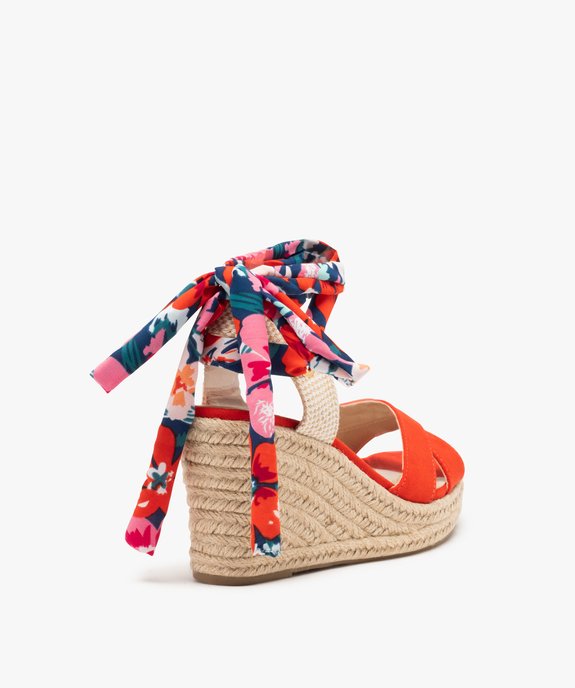 Sandales femme à talon compensé et lacet foulard vue4 - GEMO(URBAIN) - GEMO
