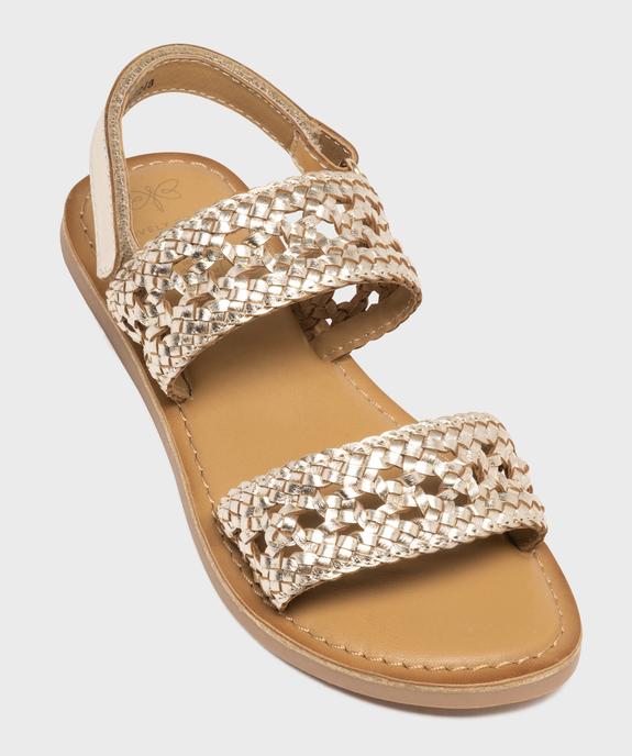 Sandales en cuir métallisé à larges brides tressées et ajourées fille - Lovely Wings vue5 - LOVELY WINGS GEMO FOR GOOD - GEMO