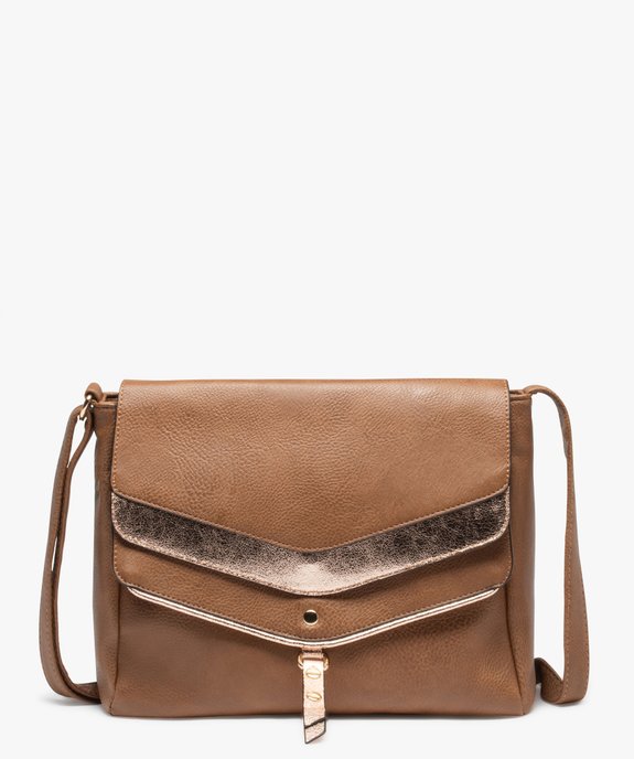 Sac femme forme besace en matière grainée avec touches pailletées vue1 - GEMO (ACCESS) - GEMO