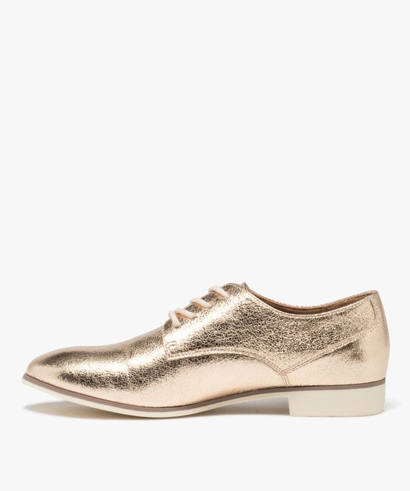 Derbies femme unis dessus brillant avec semelle fine bicolore vue4 - GEMO (CASUAL) - GEMO