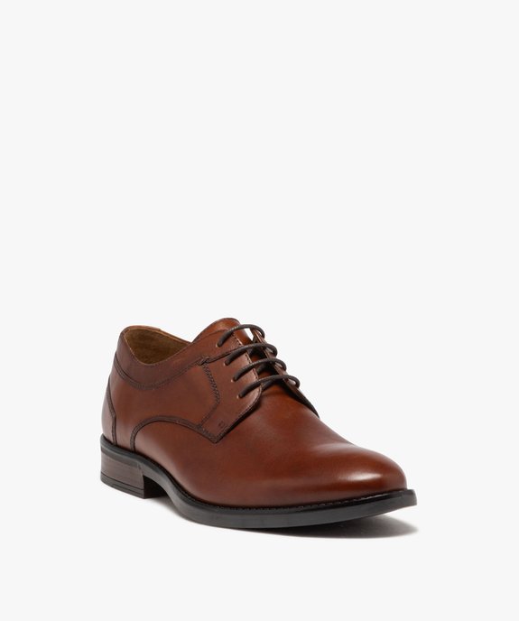 Derbies homme dessus en cuir uni à lacets ronds - Taneo vue3 - TANEO - GEMO