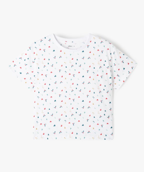 Tee-shirt fille court avec motif Noël vue1 - GEMO (JUNIOR) - GEMO