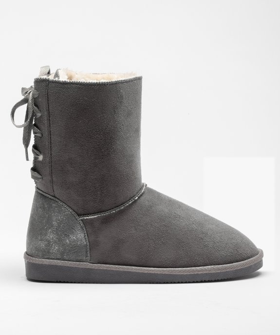 Boots fourrées femme en suédine détails brillants vue1 - GEMO (CASUAL) - GEMO