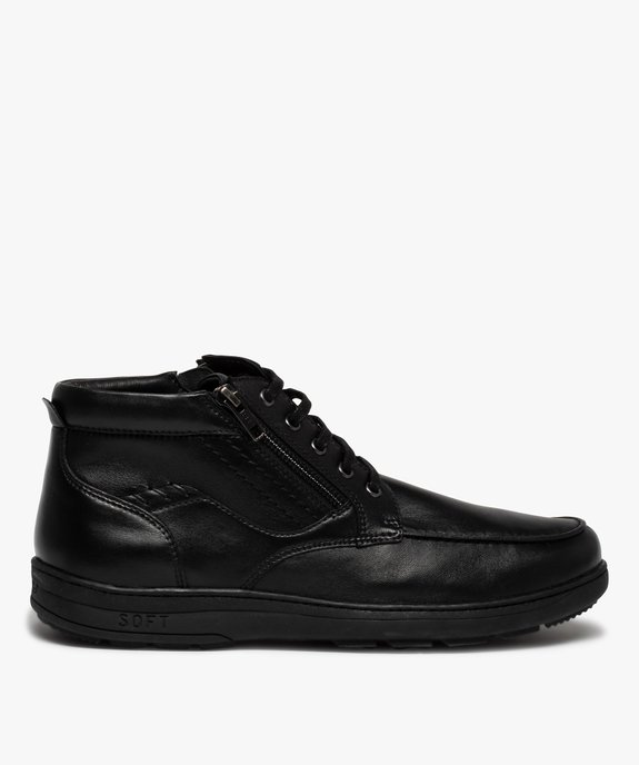 Boots homme confort dessus cuir uni à lacets vue1 - GEMO (CONFORT) - GEMO
