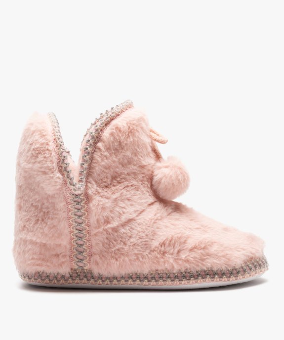 Chaussons femme boots en fourrure imitation et passementerie vue1 - GEMO(HOMWR FEM) - GEMO