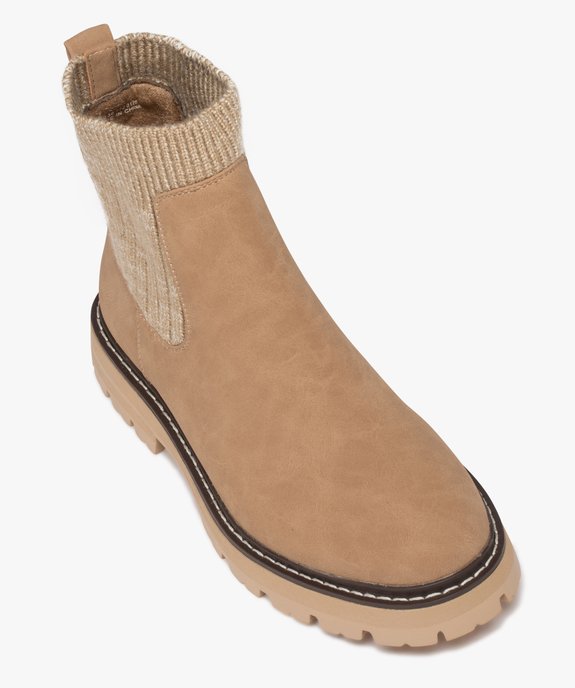 Boots femme unies à semelle crantée et col en maille vue5 - GEMO (CASUAL) - GEMO