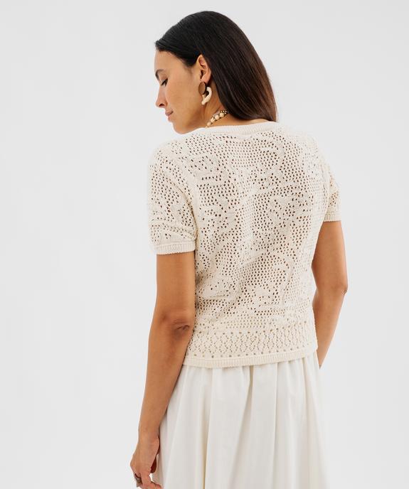 Gilet manches courtes en tricot ajouré femme vue1 - GEMO 4G FEMME - GEMO