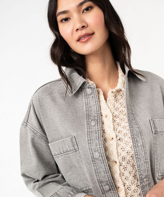 Veste en jean look surchemise femme vue2 - GEMO(FEMME PAP) - GEMO
