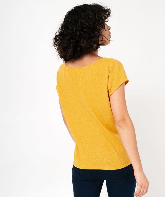 Tee-shirt manches courtes coupe loose en lin femme vue3 - GEMO 4G FEMME - GEMO