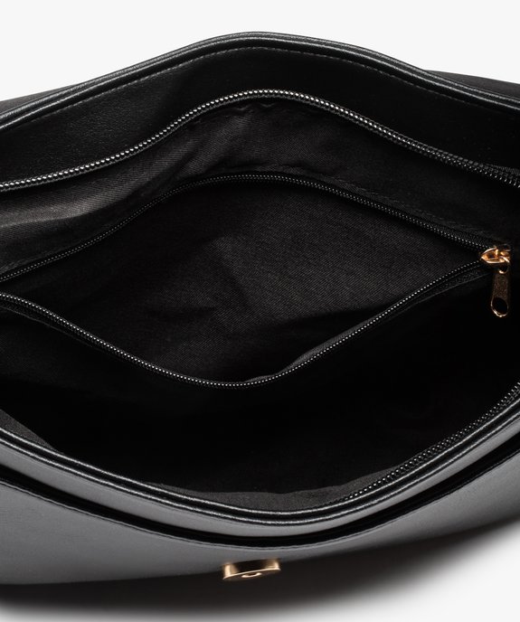 Sac femme besace avec rabat multimatière et pompon vue3 - GEMO (ACCESS) - GEMO