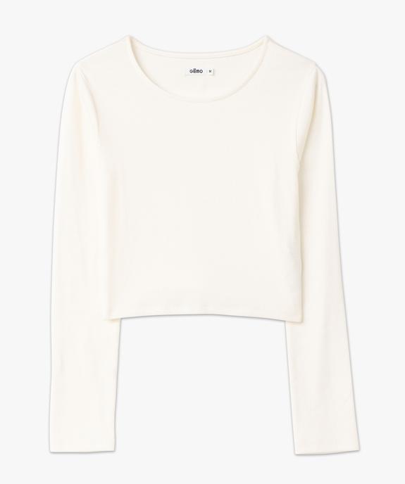 Tee-shirt court à manches longues en maille côtelée femme vue4 - GEMO(FEMME PAP) - GEMO