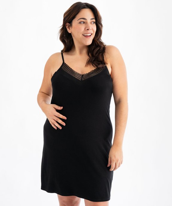 Nuisette femme grande taille à bretelles et col V dentelle vue8 - GEMO 4G FEMME - GEMO