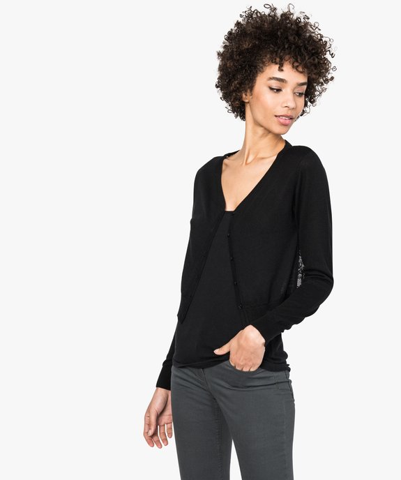 Gilet court dos en dentelle vue1 - FOLLOW ME - GEMO