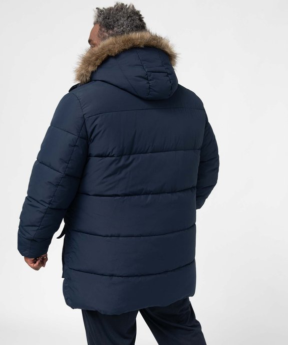 Parka homme grande taille matelassée avec capuche amovible vue3 - GEMO (G TAILLE) - GEMO