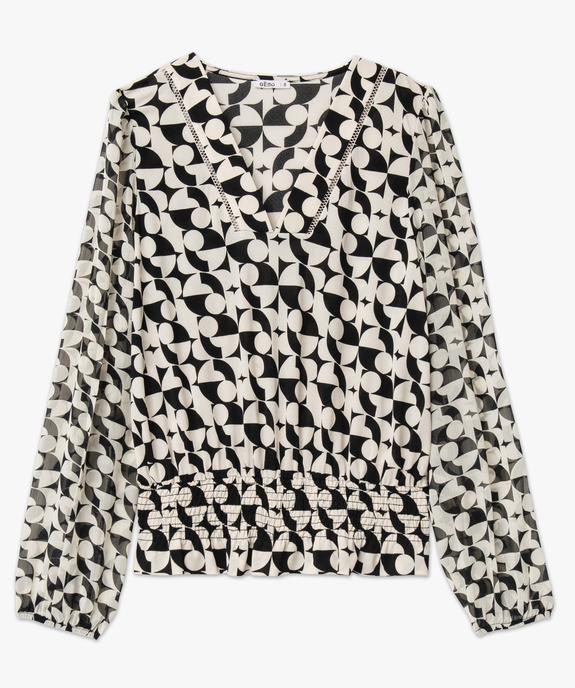 Blouse fluide imprimée à manches longues en voile femme vue4 - GEMO(FEMME PAP) - GEMO