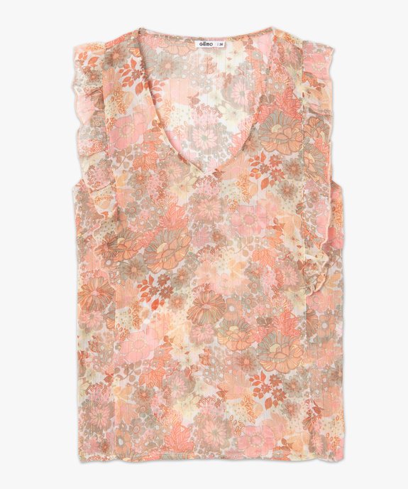 Blouse femme sans manches en voile à motifs fleuris vue4 - GEMO(FEMME PAP) - GEMO