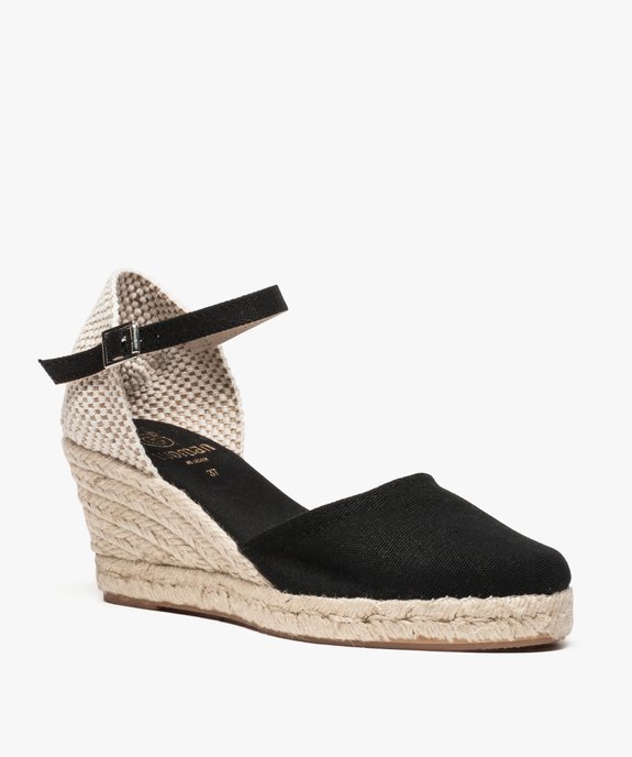Sandales femme en toile et talon compensé en corde vue2 - GEMO(URBAIN) - GEMO