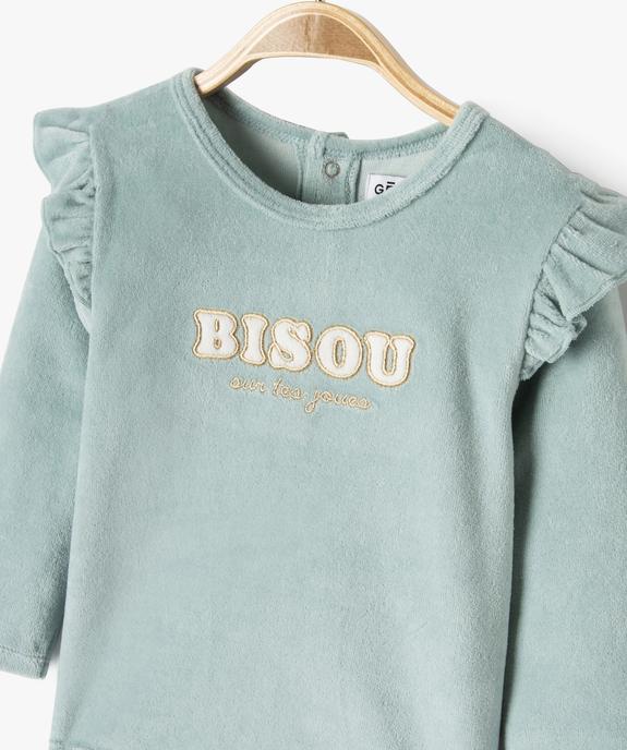 Pyjama en velours 2 pièces avec message brodé bébé fille vue3 - GEMO 4G BEBE - GEMO