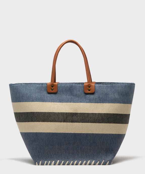 Sac cabas en paille de papier rayée femme vue1 - GEMO (ACCESS) - GEMO