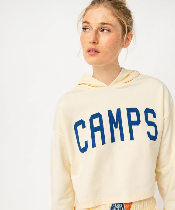 Sweat à capuche court imprimé femme - Camps United vue2 - CAMPS - GEMO