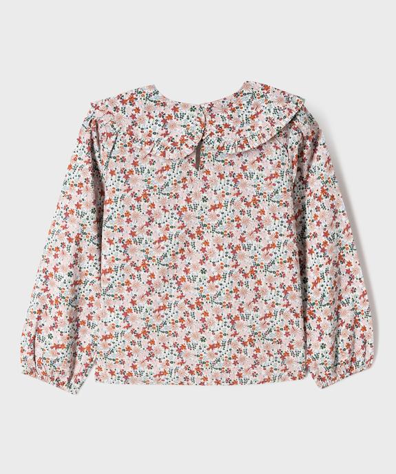 Chemise à motifs fleuris avec grand col Claudine fille vue3 - GEMO (ENFANT) - GEMO