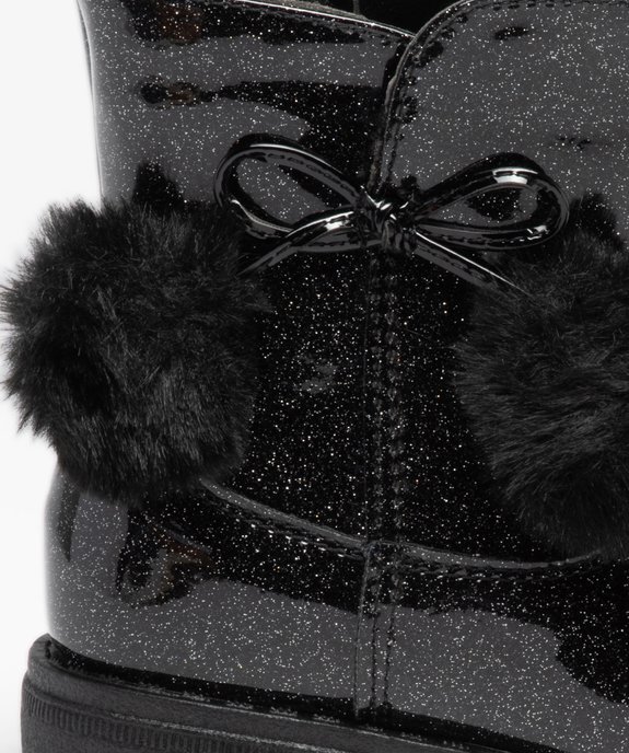Boots fourrées fille dessus pailleté avec pompons vue6 - GEMO (ENFANT) - GEMO