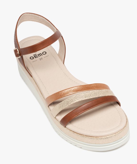 Sandales fille compensées à fines brides brillantes vue5 - GEMO (ENFANT) - GEMO