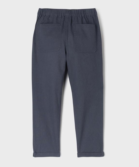 Pantalon chino en coton et lin avec taille ajustable garçon vue3 - GEMO (ENFANT) - GEMO