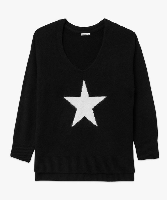 Pull col V avec inscription pailletée femme grande taille vue4 - GEMO (G TAILLE) - GEMO