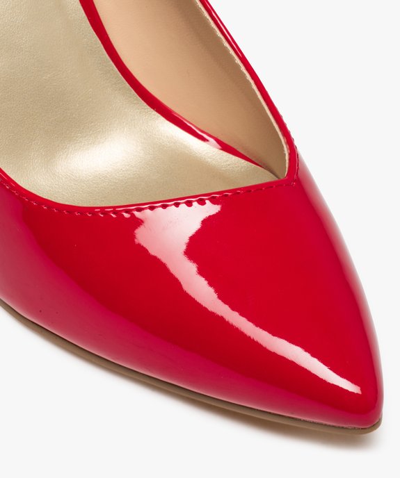 Escarpins femme unis et vernis a bout pointu rouge vif GEMO