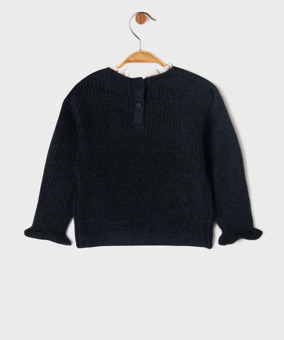 Pull en grosse maille douillette à col dentelle bébé fille - LuluCastagnette vue3 - LULUCASTAGNETTE - GEMO