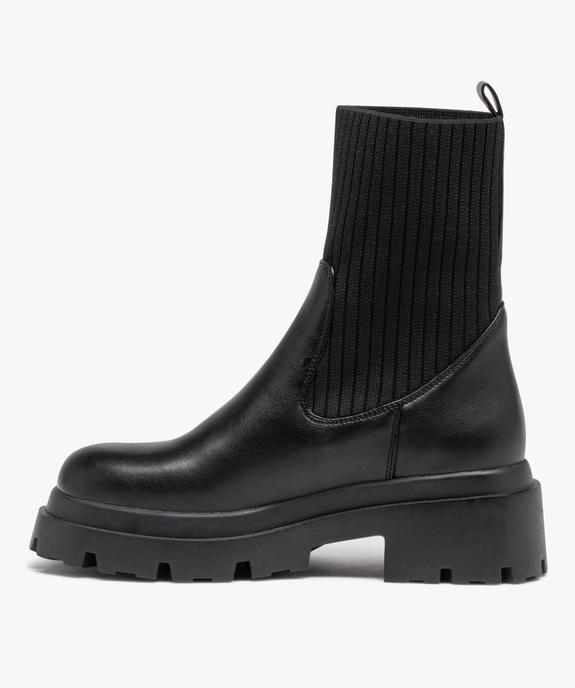 Boots col chaussette à épaisse semelle crantée femme vue3 - GEMO (CASUAL) - GEMO