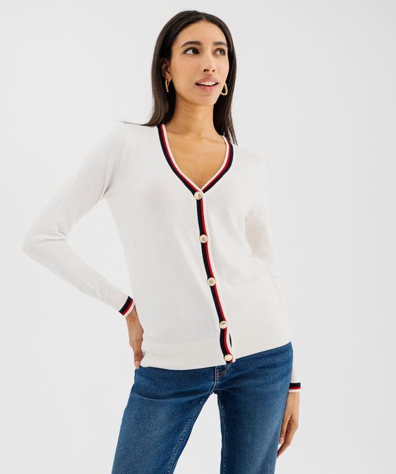 Gilet en maille fine et souple  bandes colorées femme vue2 - LULU CASTAGNETTE GEMO FOR GOOD - GEMO