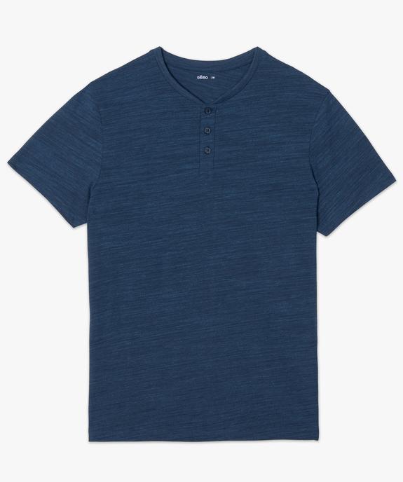Tee-shirt homme chiné à manches courtes et col tunisien  vue4 - GEMO 4G HOMME - GEMO