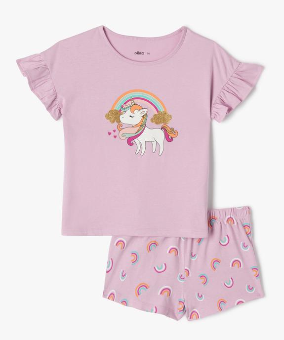 Pyjashort avec motif licorne et paillettes fille vue1 - GEMO (ENFANT) - GEMO