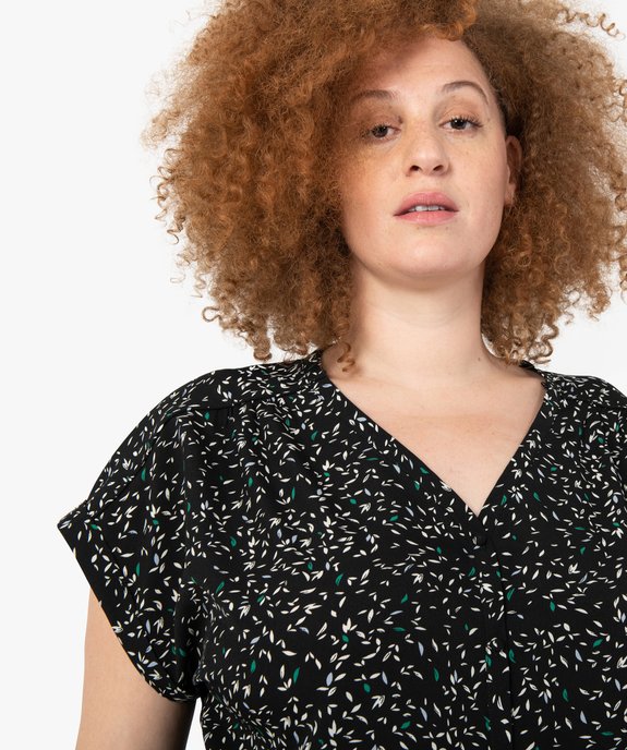 Blouse femme à manches courtes imprimée avec boutons vue2 - GEMO (G TAILLE) - GEMO